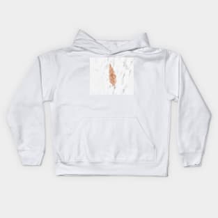 Rose gold feather on marble Kids Hoodie